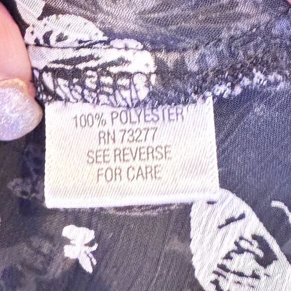VTG Candie's Y2k xs women black sheer butterfly blouse whimsygoth fairy grunge - Picture 7 of 8